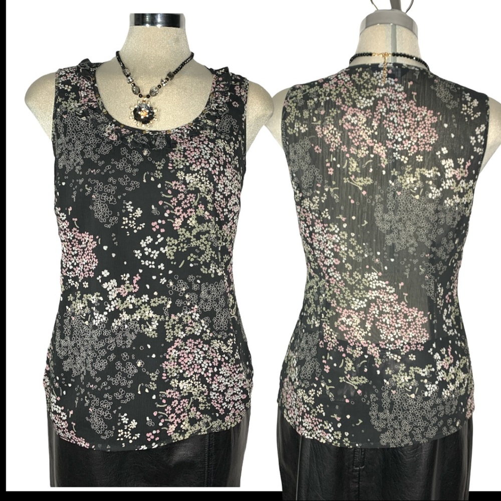 🌹 Reitmans Black Multicoloured Sleeveless Top aside SP